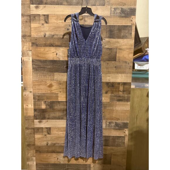 INC Sparkle Halter Maxi Dress – Blue – Size 14 Approx – New w/ Tags - Picture 2 of 10